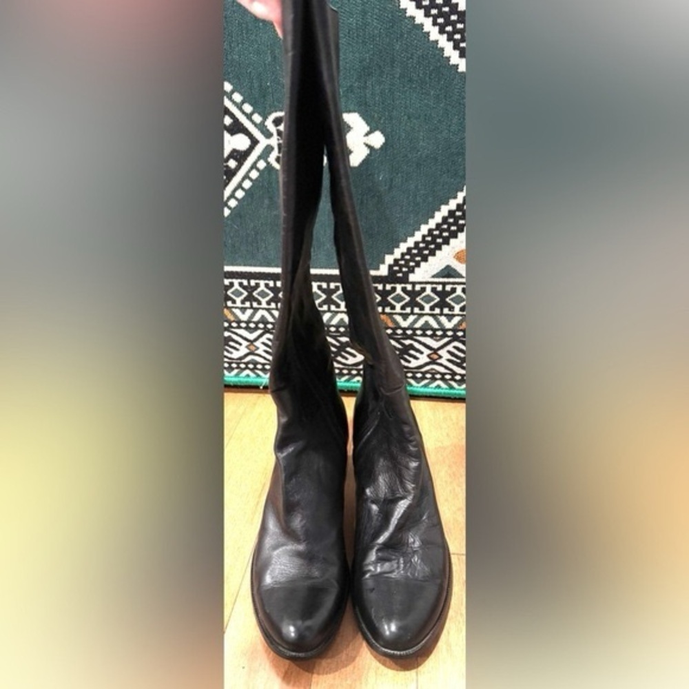 Rubino Couture Italy leather knee high boots heels winter black zip up point 41